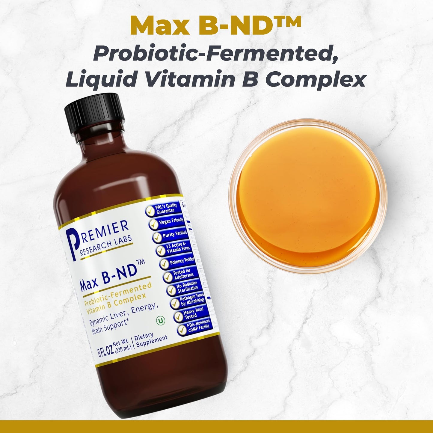 Premier Research Labs Max B-ND - Liquid Vitamin B Complex for Liver & Brain Health, Sublingual Drops for Men & Women with Thiamin, B12 & B6-8 Fl Oz Bottle Premier Research LabsBuy Supplements Australia