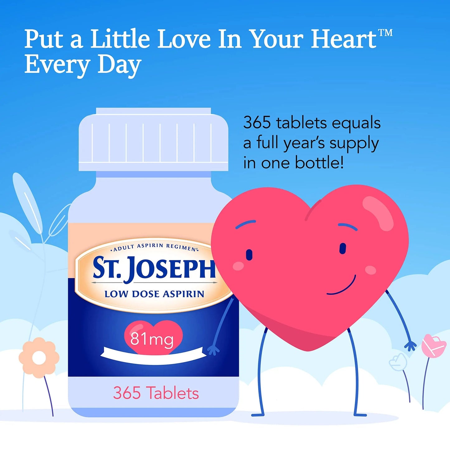 St. Joseph Aspirin Pain Reliever (NSAID) 81mg, Enteric Safety Coated, Adult Low Dose Aspirin, 365 ct (1 Year Supply, Packaging May Vary) St. JosephBuy Supplements Australia