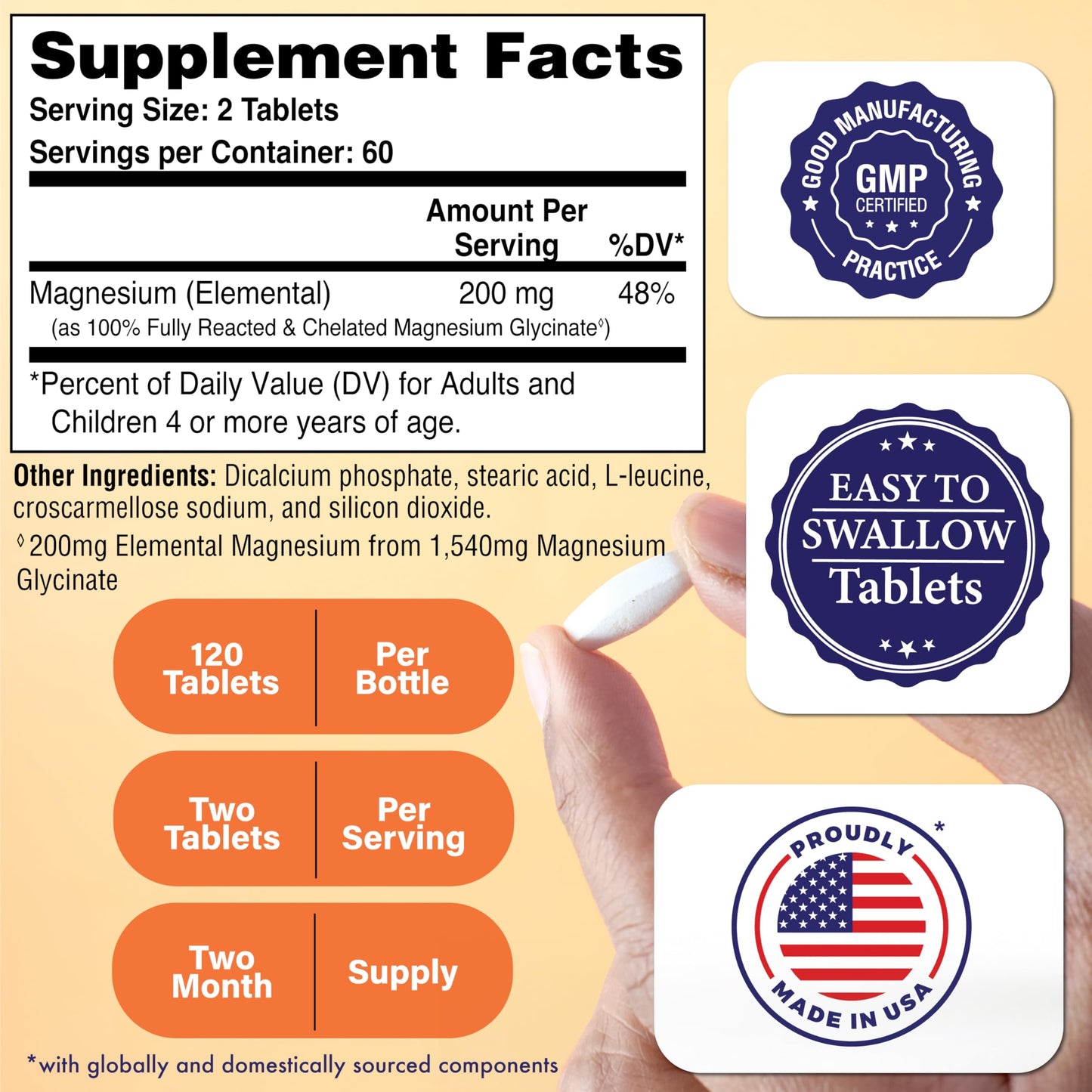 Magnesium Glycinate - Muscle, Nerves, Relaxation & Sleep Supplement | 200mg Elemental Magnesium Fully Reacted Chelated | Gentle on the Stomach | Non-GMO 120 Tablets | by Health Thru Nutrition Health Thru NutritionBuy Supplements Australia