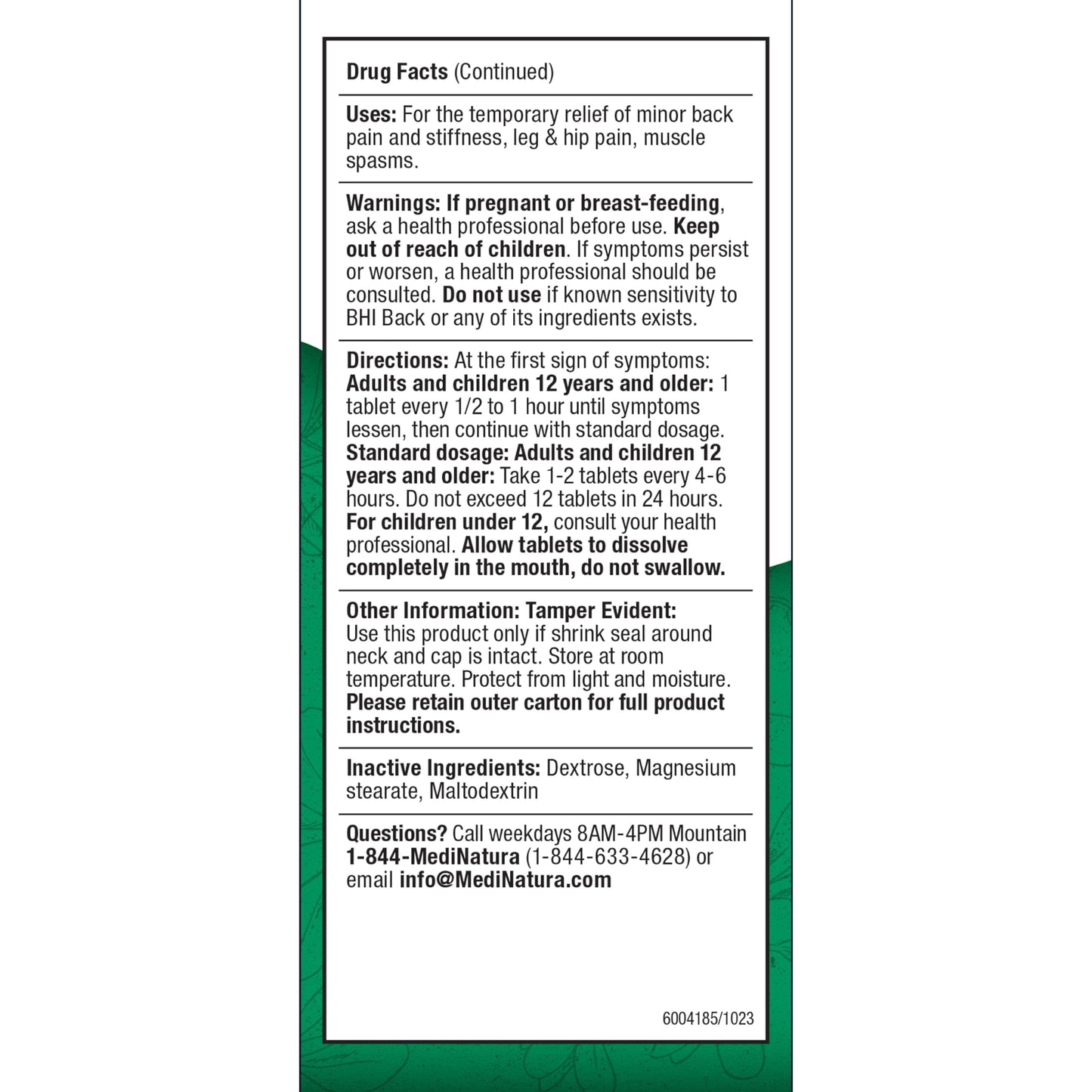 MediNatura BHI Back – Back Relief Tablets – Natural Homeopathic Formula for Muscle Stiffness & Muscle Spasms – Fast-Acting, Non-Drowsy – 100 Count MediNaturaBuy Supplements Australia