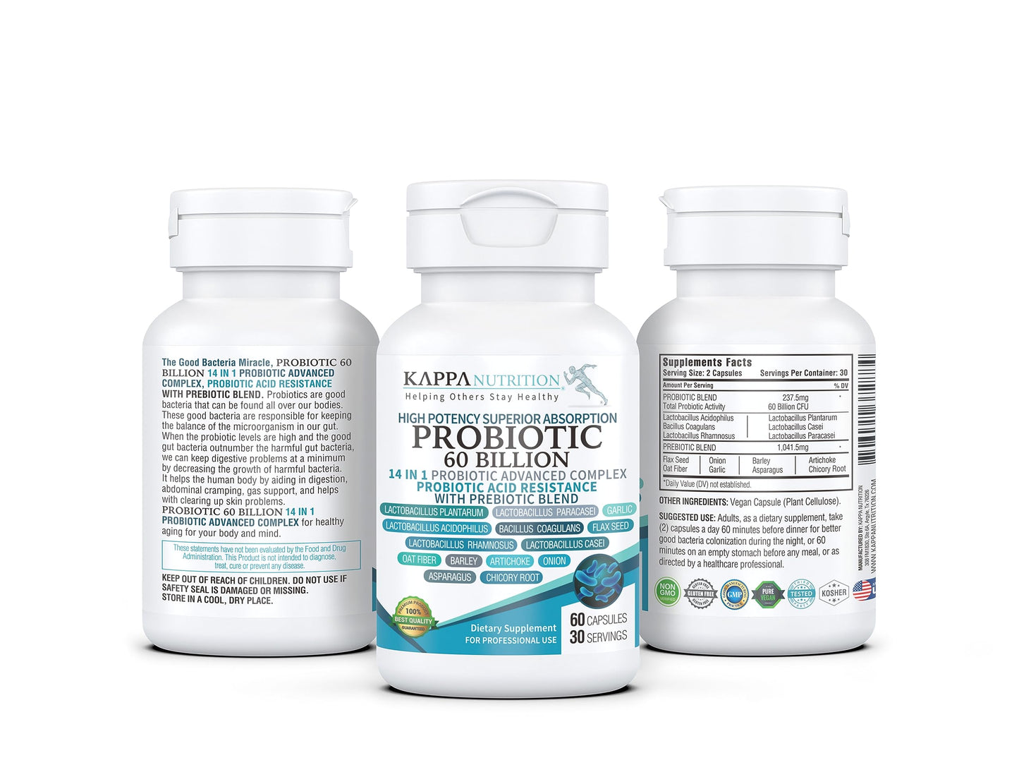 KAPPA NUTRITION Probiotic 60 Billion CFU 14 in 1 Formula with Prebiotics & Acidophilus for Women, Men & Adults, Shelf Stable, Acid Resistant, Natural Supplement 60 Capsules. KAPPA NUTRITIONBuy Supplements Australia