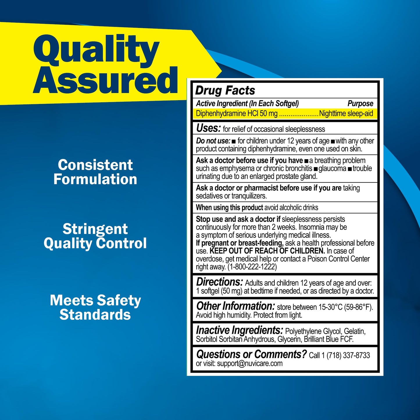NUVICARE Maximum Strength SleepAid Soft Gels - Nighttime Sleep Aid with Diphenhydramine HCl 50mg - Non Habit Forming Sleeping Pills for Adults - Extra Strong OTC Sleep Aids for Adults (100 Count) NUVICARE buy supplements Au