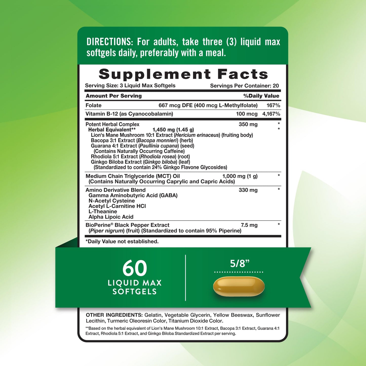 Nature's Truth Brain Up Softgels | 60 Count | with L-Theanine, Bacopa, B-12 & MCT | Non-GMO and Gluten Free Supplement Nature's TruthBuy Supplements Australia
