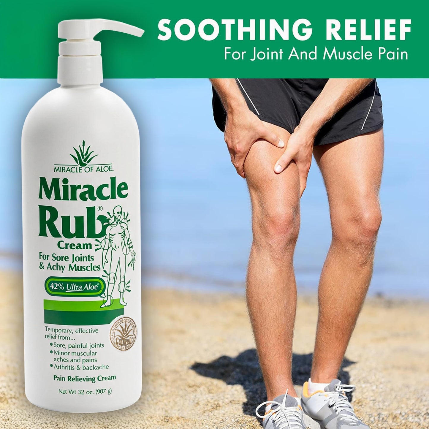 Miracle of Aloe Miracle Rub Pain Relieving Cream 32 oz, Fast & Effective Relief for Arthritis, Muscle, and Joint Pain - Maximum Strength UltraAloe Formula, Topical Analgesic Miracle of AloeBuy Supplements Australia