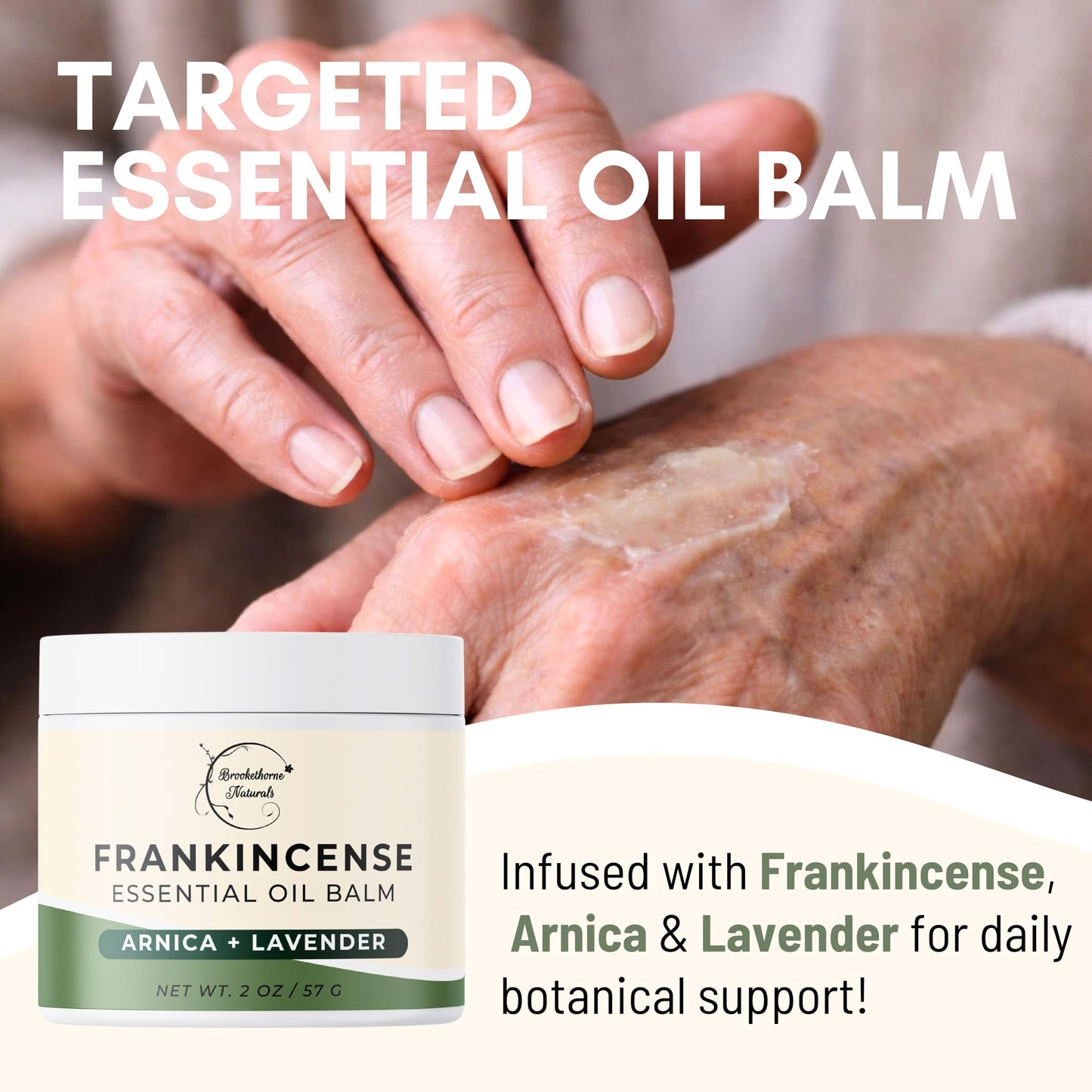 Brookethorne Naturals Frankincense Balm | Frankincense Essential Oil Balm for Skin Hydration | Soothing Muscle & Joint Support | Boswellia Extract, Arnica Montana, Castor Oil & Lavender 2oz Brookethorne NaturalsBuy Supplements Australia