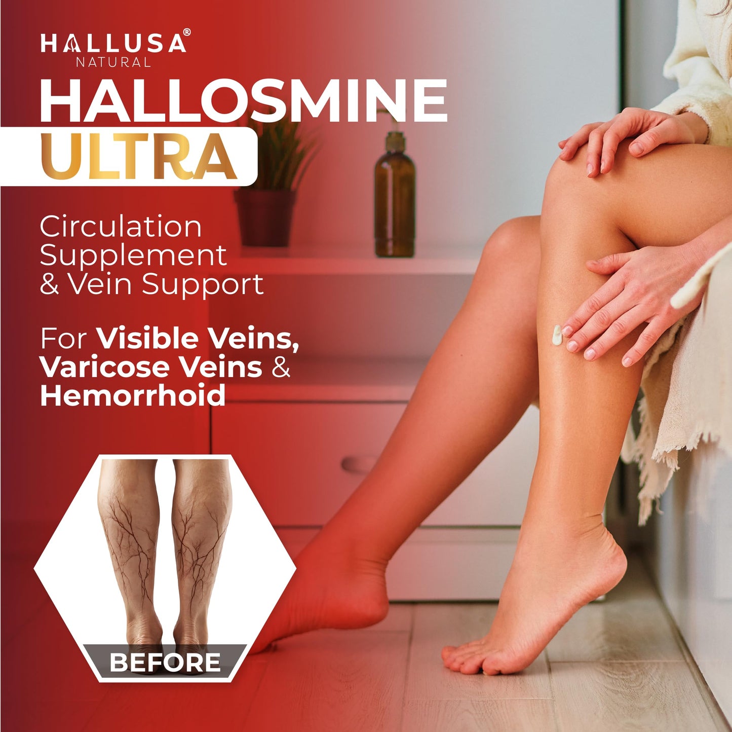 Hallusa Natural Hallosmine Ultra Diosmin 500mg & Hesperidin 150mg – Heavy Legs, Swelling & Vein - Blood Circulation Supplements, 60 Caps Hallusa NaturalBuy Supplements Australia