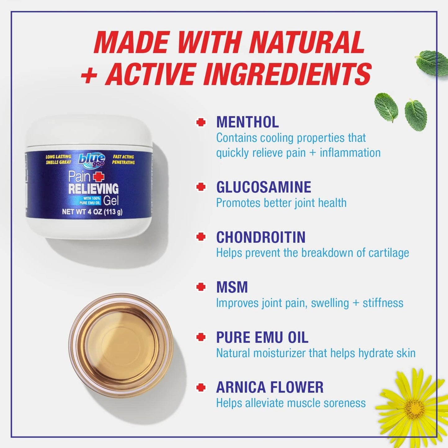 Blue Goo Pain Relieving Gel – Relief for Back, Neck, Muscle and Joint Pain, Fast-Acting Cooling and Soothing Relief with 100% Pure Emu Oil, 4 oz (1 Pack) Blue GooBuy Supplements Australia