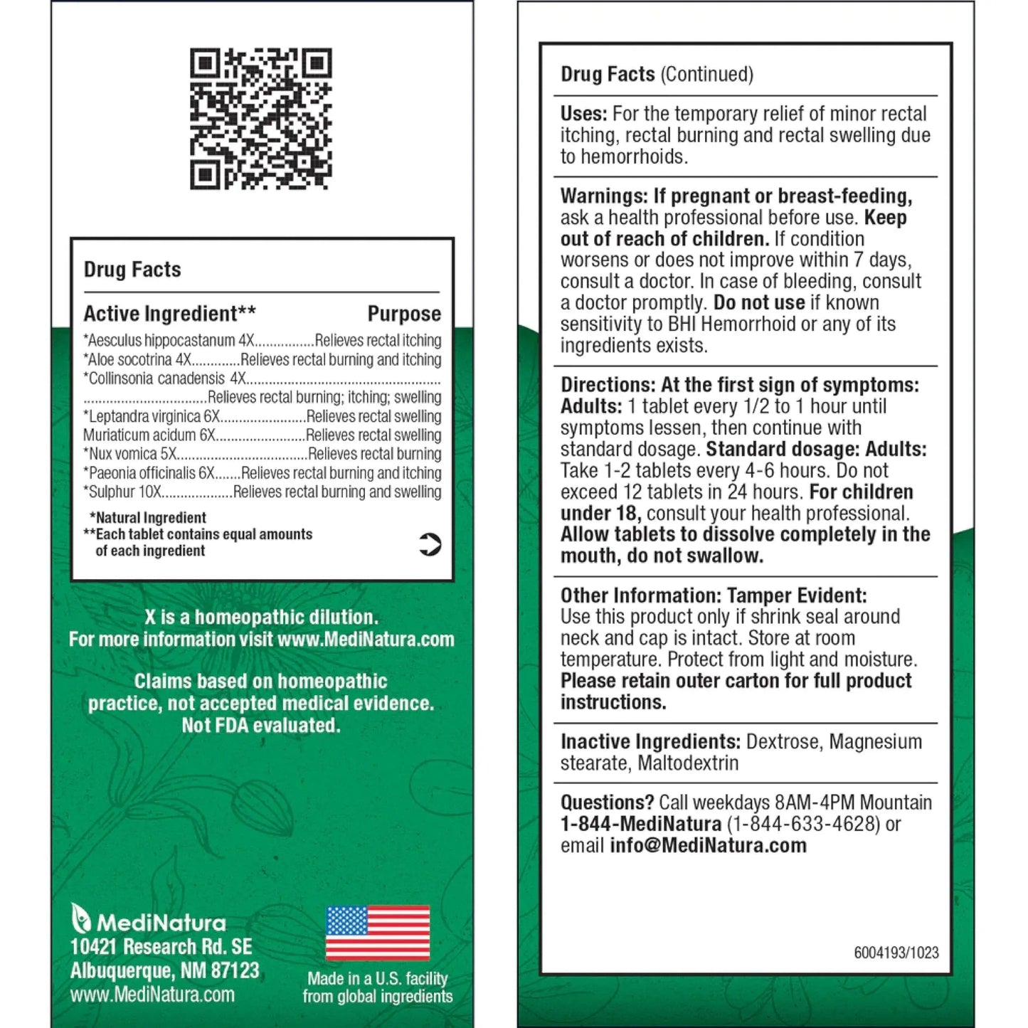 MediNatura BHI Hemorrhoid Relief - Natural Hemorrhoid Treatment for Relieving Rectal Itching - Daily Support - Chewable & Easy-to-Use Tablets - Plant-Based - 100 Count MediNaturaBuy Supplements Australia