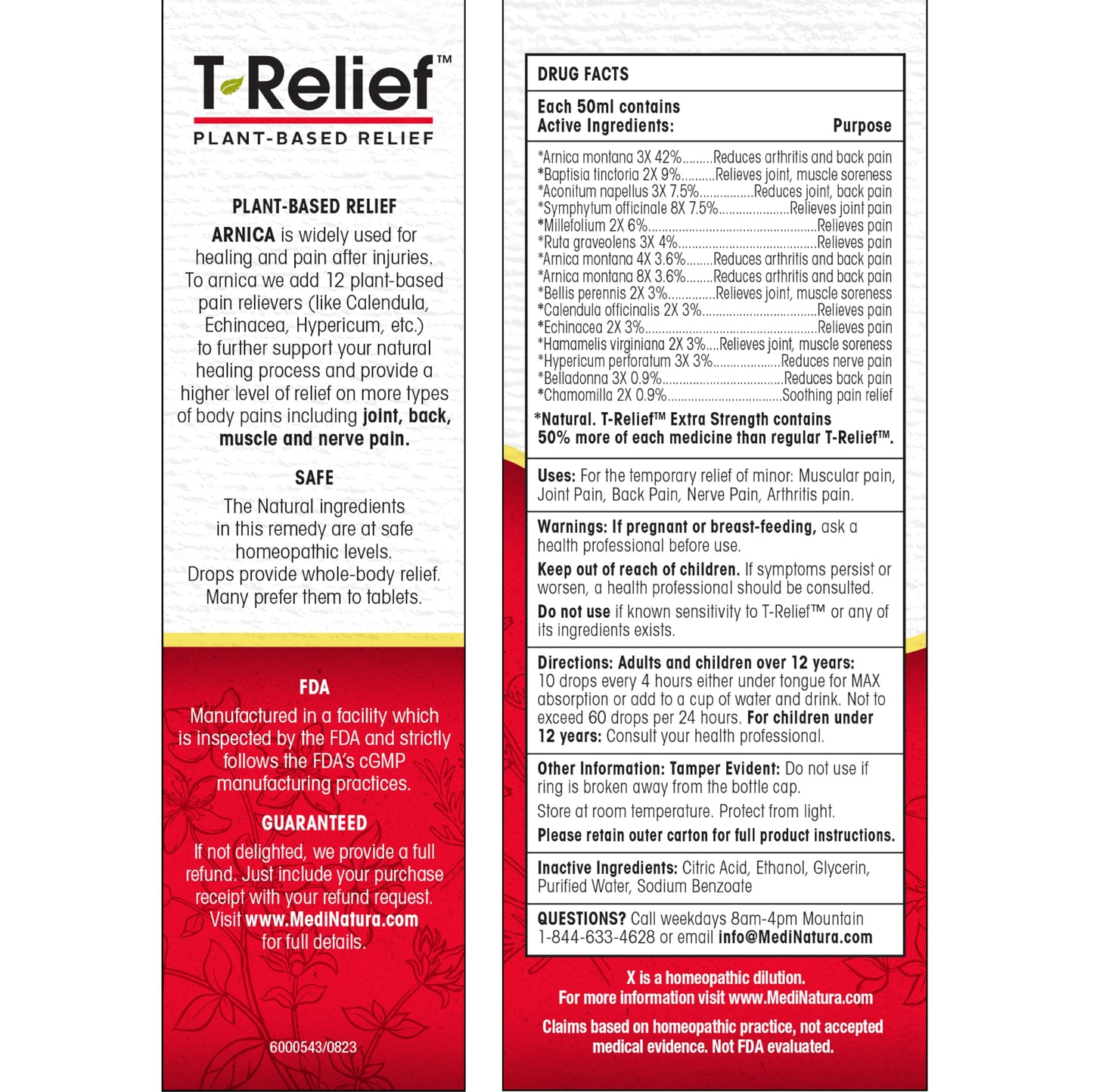 MediNatura T-Relief Extra Strength Oral Drops Arnica +12 Fast-Acting Natural Relieving Actives for Back Neck Joint Muscle Hand & Foot Aches Pains & Soreness - 1.69 oz MediNaturaBuy Supplements Australia