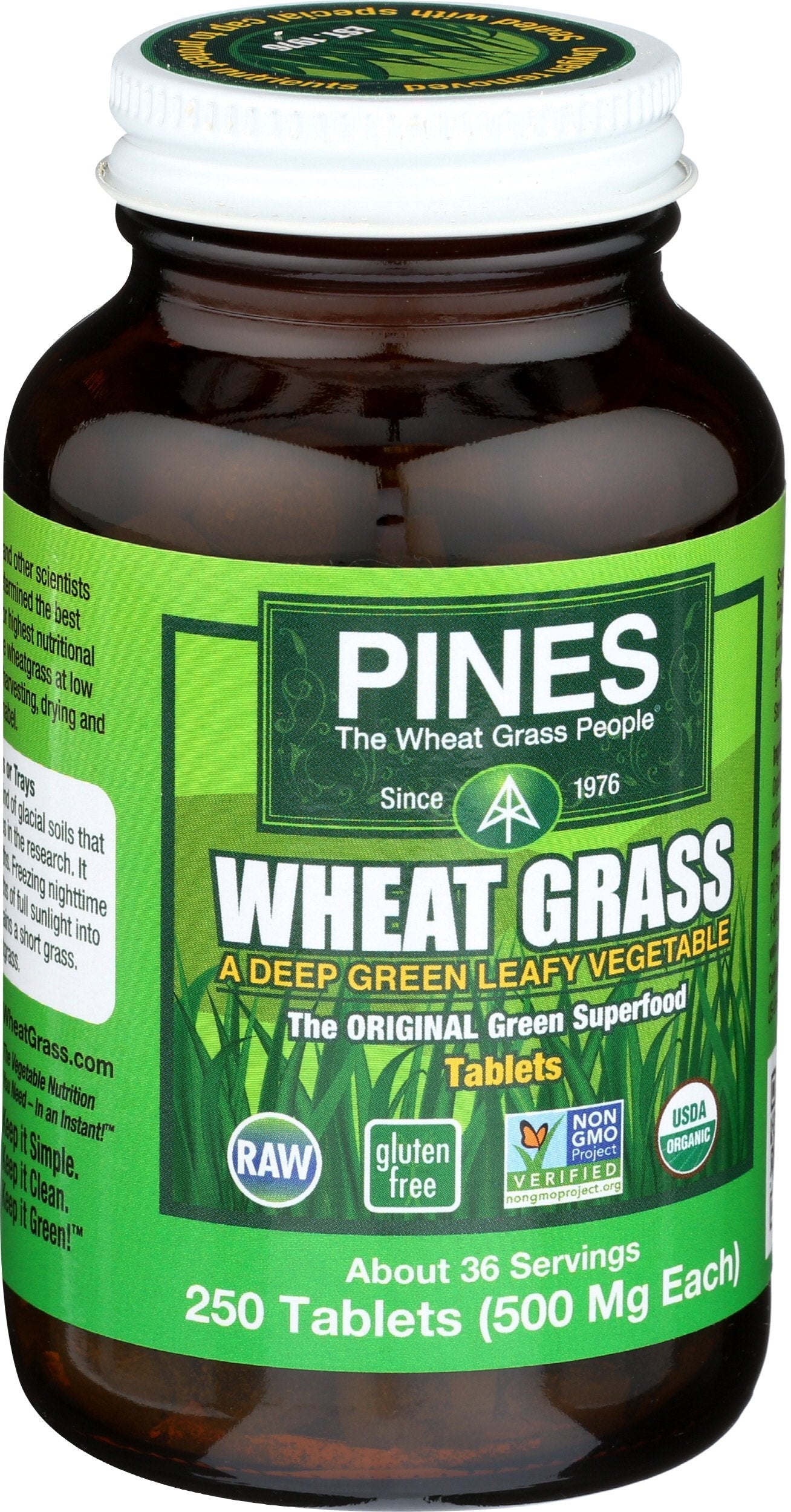 PINES Organic Wheat Grass, 250 Count Tablets | PINES Wheat Grass as featured in the new blockbuster film, Ocean's 8! Pines buy supplements Au