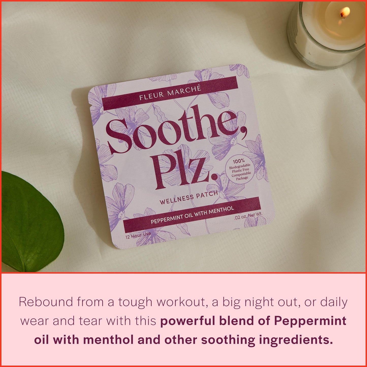 Fleur Marche Soothe, Plz. Botanical Patch - Muscle Recovery Patch with Peppermint Oil & Menthol - Post Night Out, Post Workout, or Daily Relief - Highly Bioavailable - 7 Patches Fleur Marché buy supplements Au