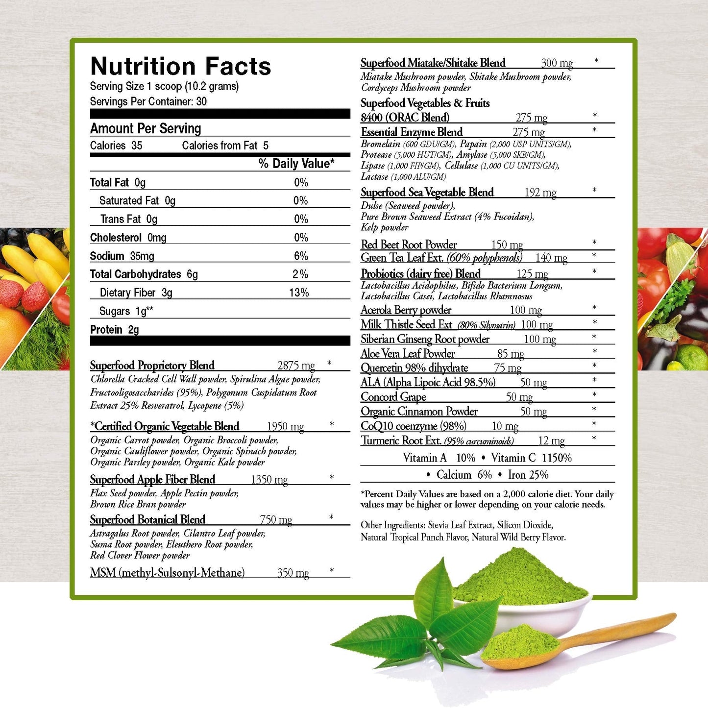 ecostream Naturals Vital First Daily Greens Superfood Powder 50 Whole Super Foods with Spirulina, Chlorella, Flax Seed, Fiber and Enzymes with Organic Greens - 30 Servings ecostream NaturalsBuy Supplements Australia