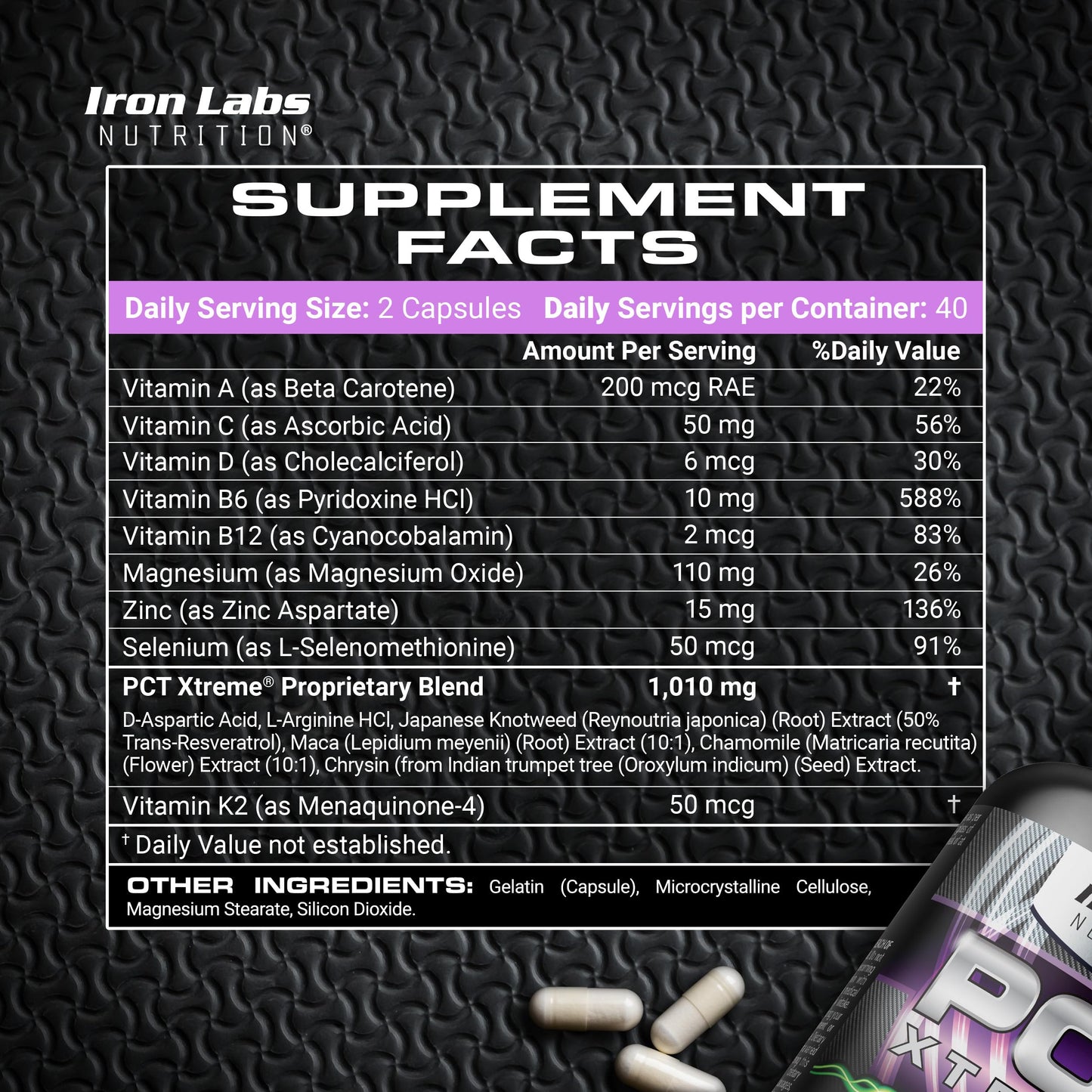 Iron Labs Nutrition PCT Xtreme - PCT Supplement for Men - 30 Day Course - Post Cycle Support Booster (80 Capsules) Iron Labs NutritionBuy Supplements Australia