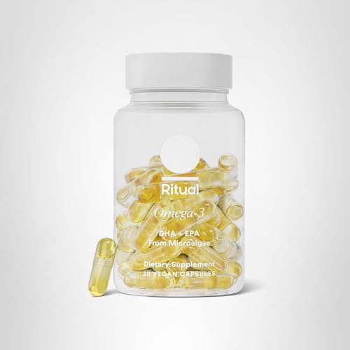 Ritual Vegan Omega 3 Supplement - Science-Backed Dose of DHA and EPA - Bioavailable Omega-3 from Algae Oil - Brain, Heart, and Eye Health Support