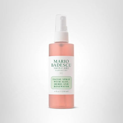 Mario Badescu Facial Spray with Aloe, Herbs and Rose Water for All Skin Types, Face Mist that Hydrates