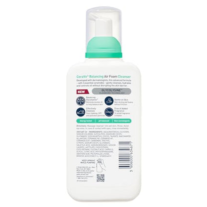 CeraVe Balancing Air Foam Face Wash, Foaming Facial Cleanser For Combination Skin, 8HR Oil Control + 24HR Hydration
