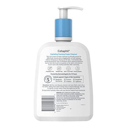 Cetaphil Cream to Foam Face Wash, Hydrating Foaming Cream Cleanser, 16 oz, For Normal to Dry, Sensitive Skin