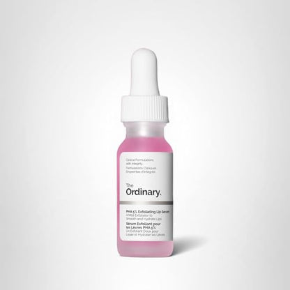 The Ordinary PHA 5% Exfoliating Lip Serum, Hydrating Overnight Lip Exfoliator Treatment, 0.5 Fl Oz
