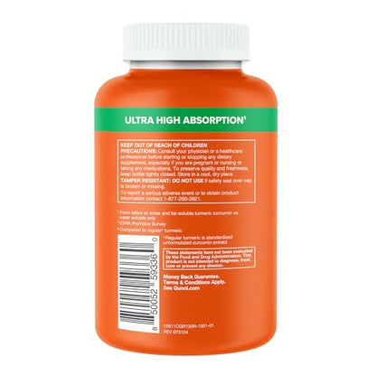 Qunol Turmeric and Ginger Capsules, 1000mg Turmeric Supplement, Ultra High Absorption to Support Joint Health, #1 Doctor Recommended Form