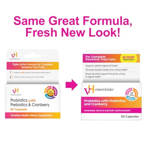 vH essentials Probiotics with Prebiotics and Cranberry Feminine Health Supplement - 60 Capsules