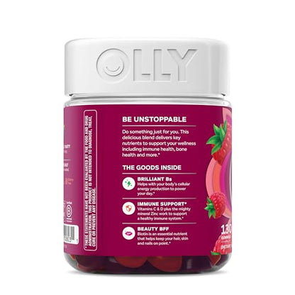 OLLY Women's Daily Multivitamin Gummy, Vitamins A, D, C, E, Biotin, Folic Acid, Adult Chewable Vitamin