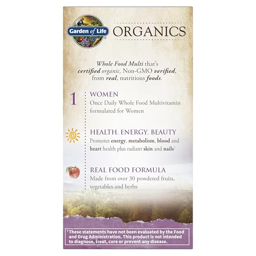 Garden of Life Organics Multivitamin for Women - Women's Once Daily Multi - Whole Food Multi with Iron, Biotin, Vegan Organic Womens Multivitamin for Health