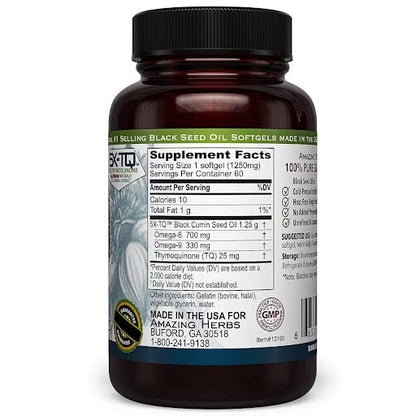 Amazing Herbs Premium  Capsules - High Potency, Cold Pressed Nigella Sativa Aids in Digestive Health
