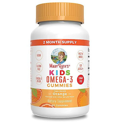 MARYRUTH'S Vegan Omega 3 Gummies for Kids 2+, 2 Month Supply, Sugar Free, Omega 3 Supplement with Vitamin C, Flaxseed Oil, Immune Support