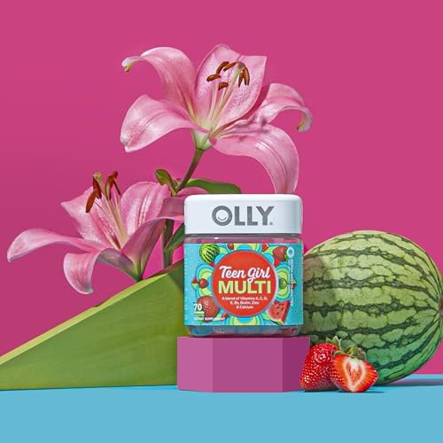 Olly Teen Girl Multi Gummy, Healthy Skin and Immune Support, 15 Essential Vitamins, Biotin, Zinc, Calcium, Chewable Multivitamin