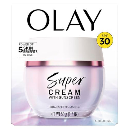 Olay Super Cream with Sunscreen SPF 30, Lightweight Face Moisturizer with Sun Protection