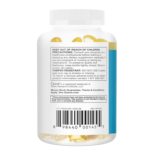 Qunol Fish Oil Omega 3 Mini Softgels, 1000mg Omega 3 EPA + DHA, Ultra Pure Supplements, Heart Health Support, Lemon Flavor, Easy to Swallow Minis, 3 Month Supply, 180 Count QunolBuy Supplements Australia