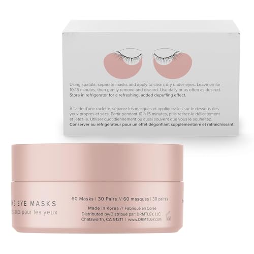 DRMTLGY Brightening Eye Masks – Biodegradable Hydrogel Under Eye Patches with Caffeine, Peptides, Hyaluronic Acid & Niacinamide