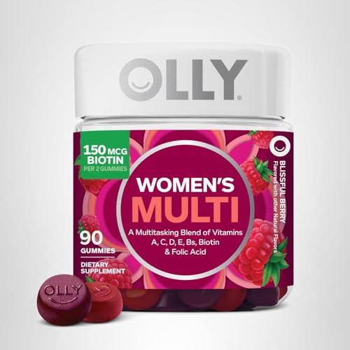 OLLY Women's Daily Multivitamin Gummy, Vitamins A, D, C, E, Biotin, Folic Acid, Adult Chewable Vitamin