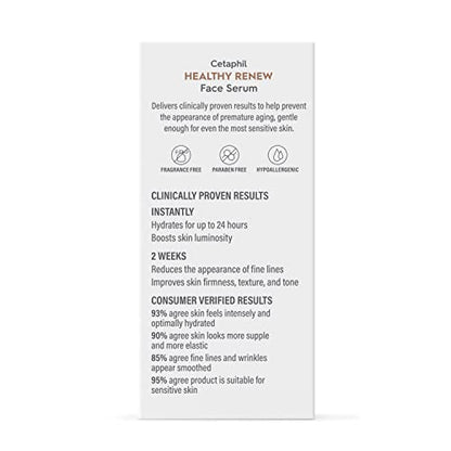 Cetaphil Healthy Renew Anti Aging Face Serum 1 Oz, Retinol Alternative Serum for Face with Niacinamide & Peptides