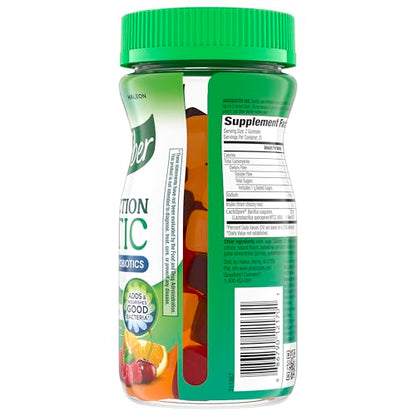 Benefiber Prebiotic  Friendly Fiber Supplement Gummies with Probiotics for Digestive Health, Assorted Fruit Flavors - 50 Count