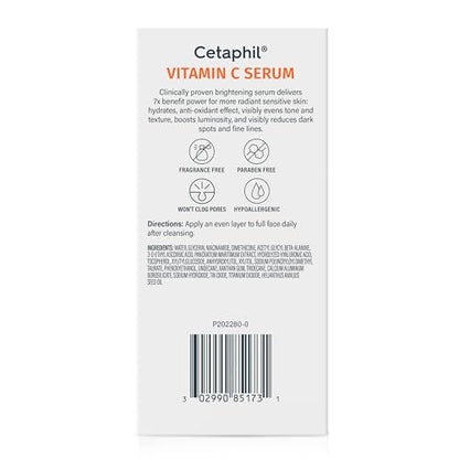 Cetaphil Vitamin C Serum, Visibly Reduces Look of Dark Spots and Hyperpigmentation, Formulated with Niacinamide