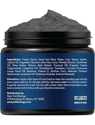 New York Biology Dead Sea Mud Mask for Face and Body | with Turmeric Oil | Spa Quality Pore Refiner for Oily Skin | Natural Skincare for Women & Men