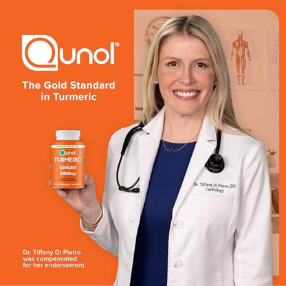 Qunol Turmeric Curcumin with Black Pepper & Ginger, 2400mg Turmeric Extract with 95% Curcuminoids, Extra Strength Supplement