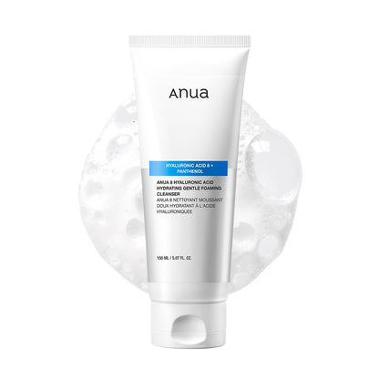 Anua Hydrating Gentle Foaming Cleanser, Hyaluronic Acid, Glycerin, Zinc, Panthenol, Korean Face Wash for Dry Skin
