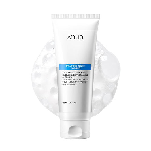 Anua Hydrating Gentle Foaming Cleanser, Hyaluronic Acid, Glycerin, Zinc, Panthenol, Korean Face Wash for Dry Skin