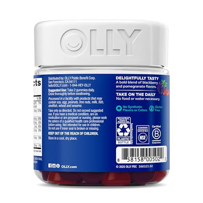 OLLY Men's Multivitamin Gummy, Vitamins A, C, D, E, B, Zinc, Blackberry Flavor, 45 Day Supply - 90 Count