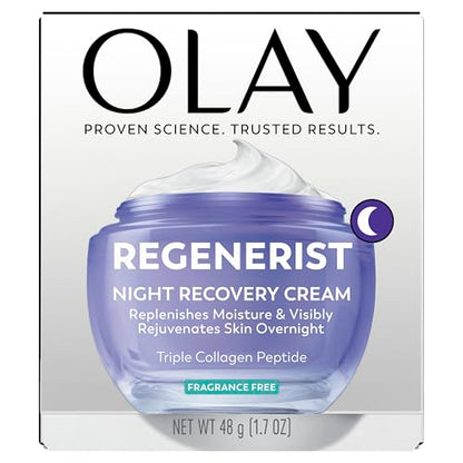 Olay Night Cream for Face, Anti-Aging Face Moisturizer for Women - Fragrance-Free Skin Care, Anti-Wrinkle, Exfoliate, Smooths Texture