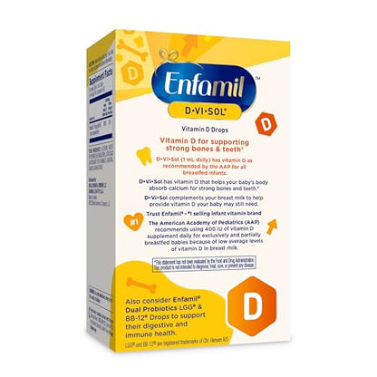 Enfamil Baby Vitamin D-Vi-Sol Liquid Supplement Drops for Infants, Supporting Strong Teeth & Bones in Newborn Babies, Easy-to-Use