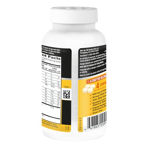 Airborne Vitamin C 1000mg (per Serving) - Citrus Chewable Tablets (116 Count in a Bottle), Gluten-Free Immune Support Supplement, with Vitamins A C E, Zinc, Selenium