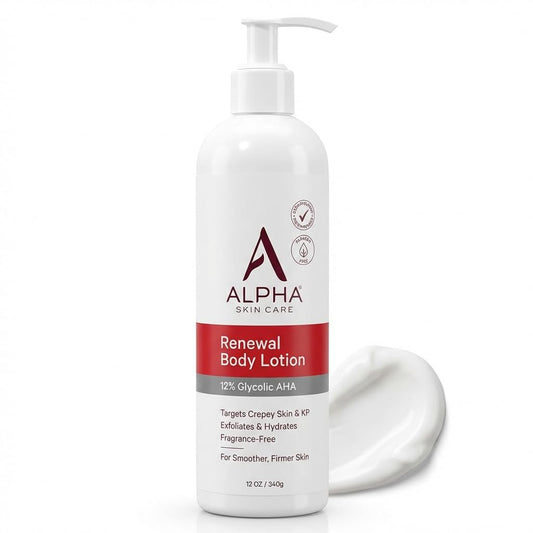 Alpha Skin Care Revitalizing Body Lotion, 12% Glycolic AHA, Simple & Effective Daily Moisturizer with Alpha Hydroxy Acid
