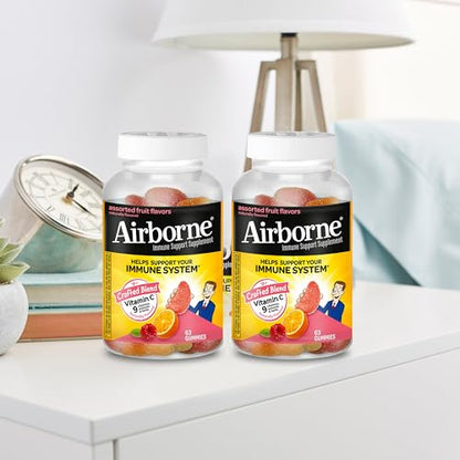 Airborne 750mg Vitamin C Gummies for Adults, Immune Support Gummies with Powerful Antioxidants VIT C & E, Caffeine Free
