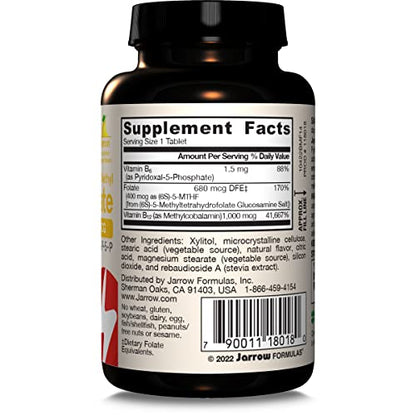 Jarrow Formulas Methyl B-12 & Methyl Folate, Bioactive Vitamin B9 & Vitamin B12 Supplement, Supports Cellular Energy Production, Healthy Brain Function & Metabolism