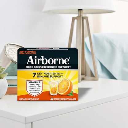 Airborne 1000mg Vitamin C with Vitamin D & Zinc, Sugar Free Multivitamin Immune Support Supplement, Antioxidants Vitamins A C & Vitamin E