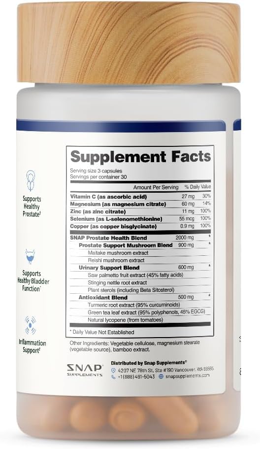 Snap Supplements Prostate Health Supplement with Saw Palmetto for Men, DHT Blocker - Helps Support Male Urinary Tract and Prostate for Mens Health