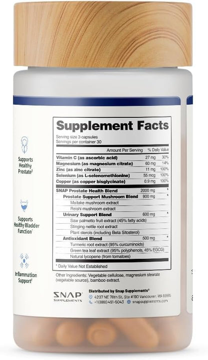 Snap Supplements Prostate Health Supplement with Saw Palmetto for Men, DHT Blocker - Helps Support Male Urinary Tract and Prostate for Mens Health
